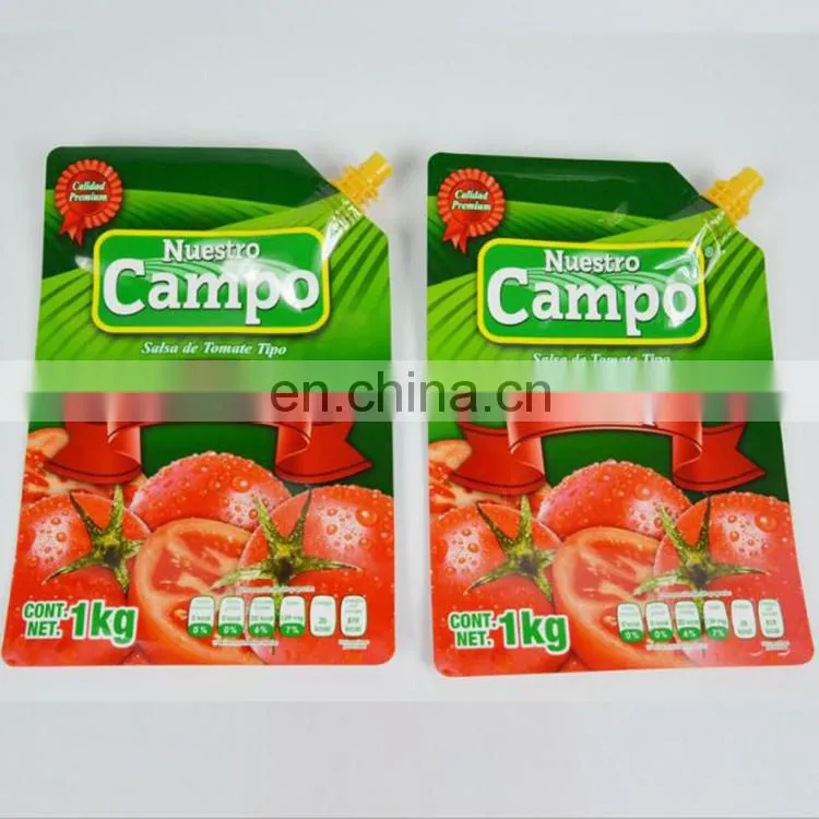 Wholesale Custom 1kg Tomato Sauce Pouch Plastic Spout Pouch / Plastic Drinking Packaging Bag