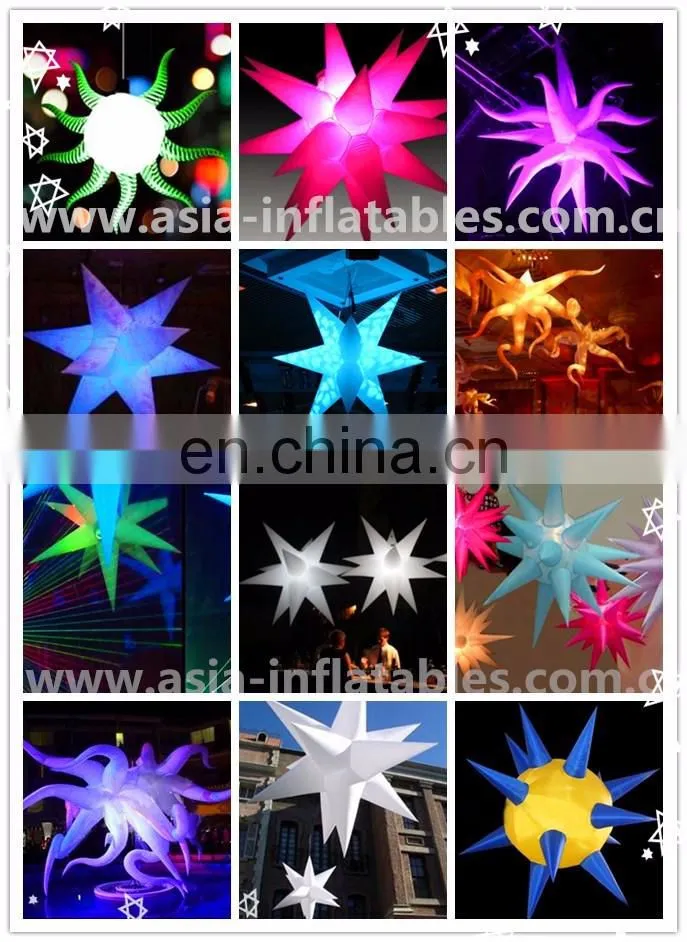 Colorful night decoration inflatable led light star ball/balloon