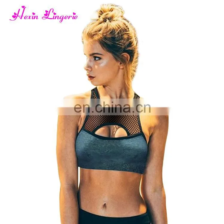 Wholesale Women Black Mesh Two Piece Yoga Running Sport Bra Women