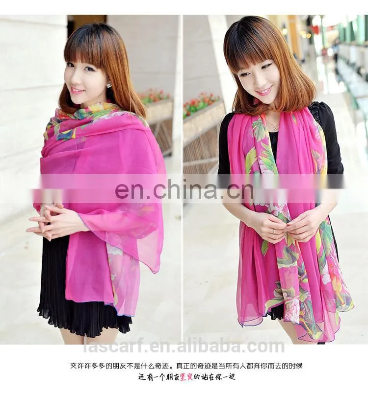 2015fashion style newest high quality silk georgette digital printing pashmina(SP887BL)