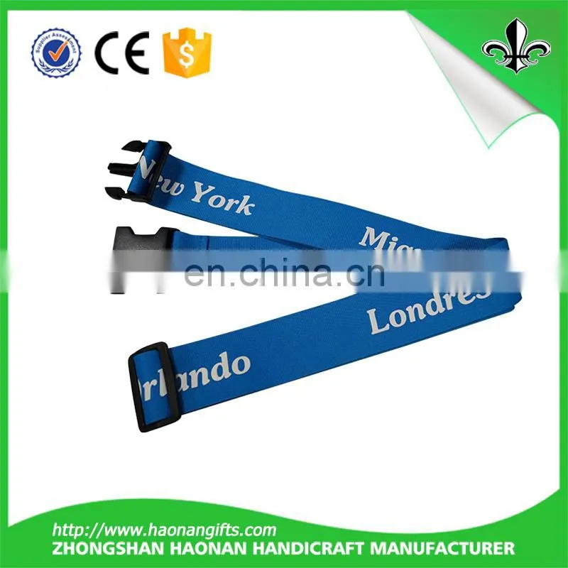 Good quality custom polyester printing travel uggage belt strap with buckle