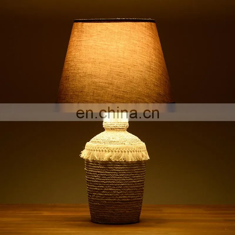 new design antique cement table lamp and rope pattern desk lamp