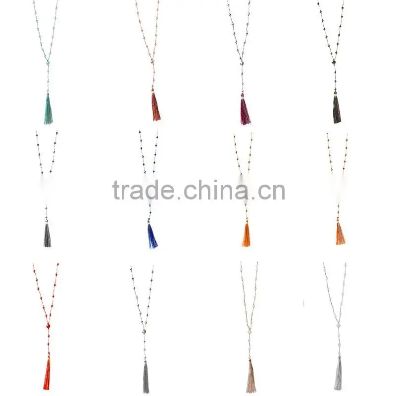 China latestest design colorful tassel necklace withs beads wholesale