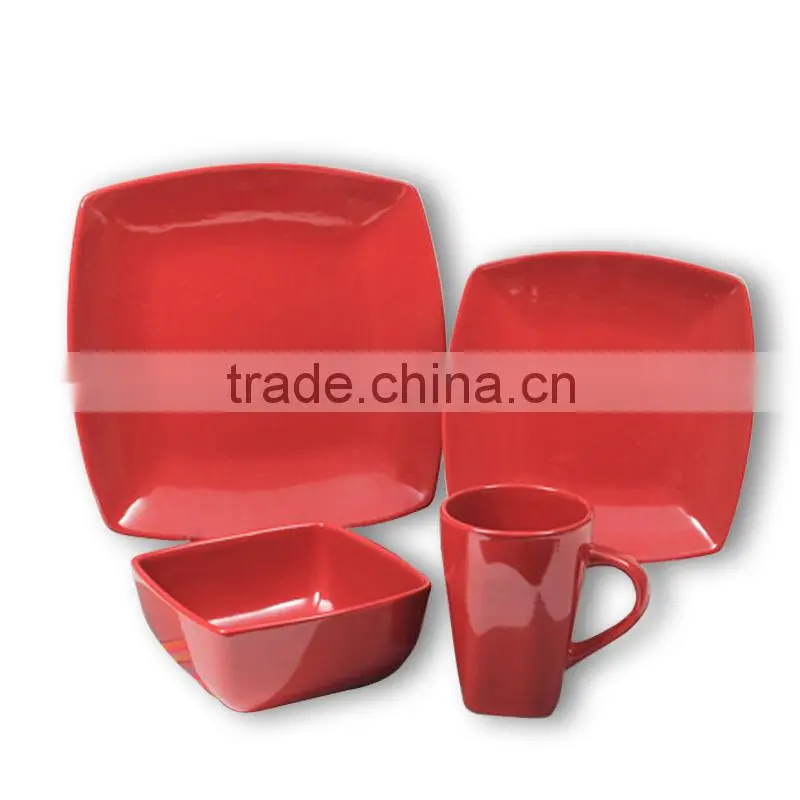 white glazed square ceramic plate