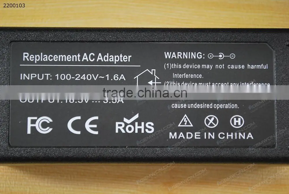 High Copy Laptop AC Power adapter for HP 18.5V 3.5A 5.5*2.5mm 65W