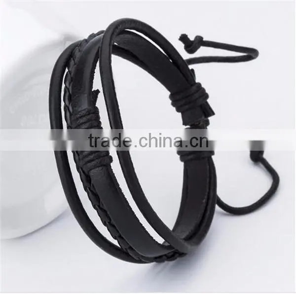 smart cute fashion cheaper lovers knit thin leather bracelet