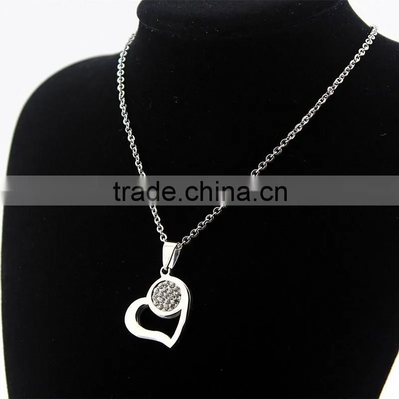 Titanium heart pendant necklace Jewelry Diamond cut heart-shaped clavicle chains wholesale