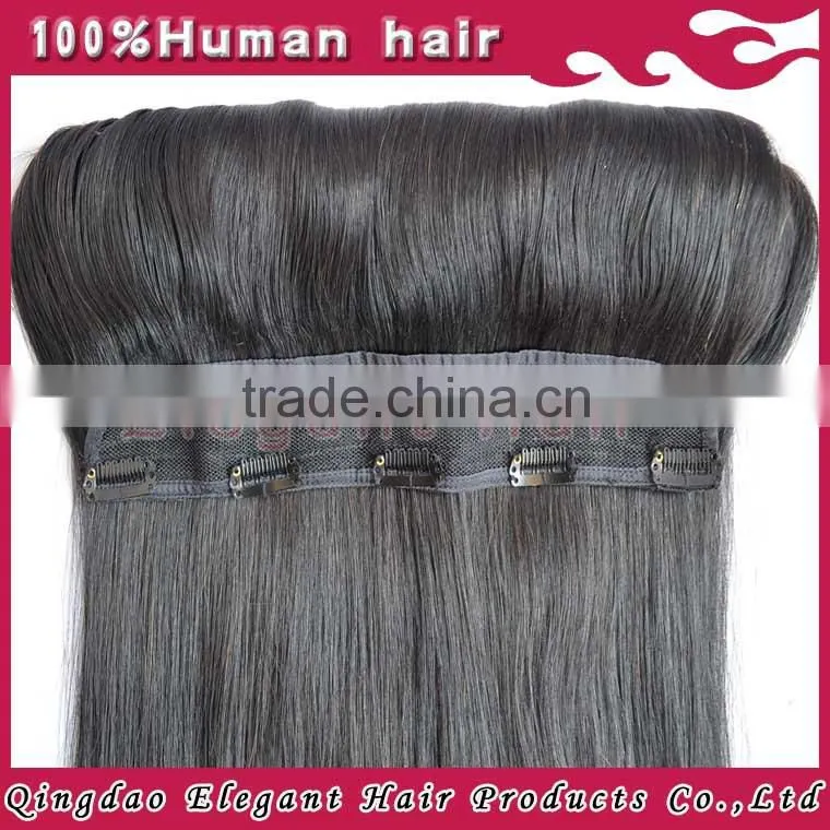 hot selling color silky straight 22inch one piece clip in human hair extensions