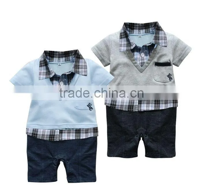 2016 New Arrival Baby Boy Kids Clothes Handsome Boy Jumpsuit Boy Lapel Rompers