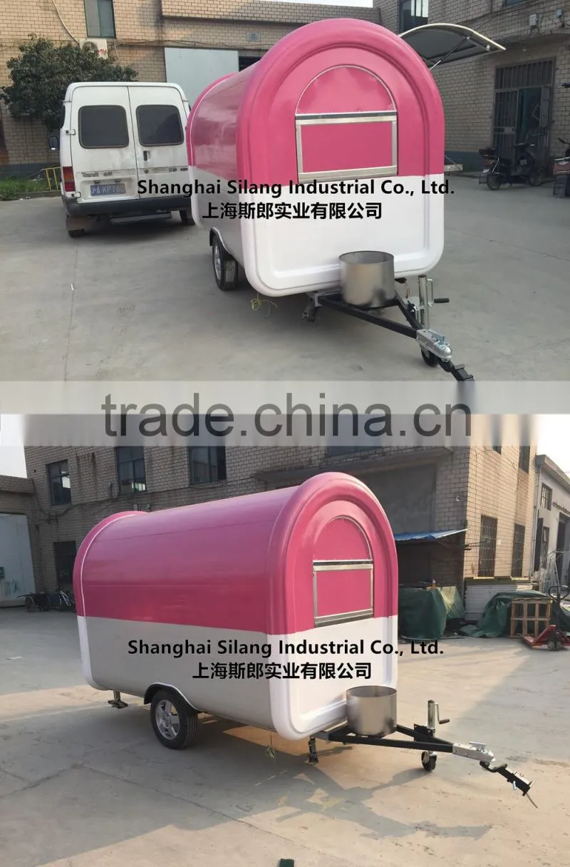 Pink and white food cart food truck hot dog Hamburger ice cream traction cart