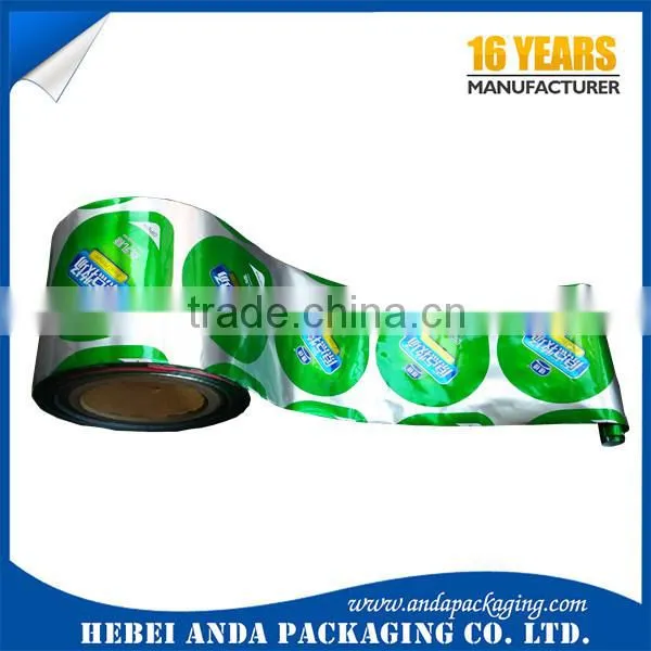 Heat seal aluminum foil lids film for yogurt cup/ plastic yogurt cup lidding film