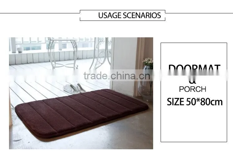 Water absorbent coral fleece memory foam thick sponge non-slip microfiber bathroom mats for living room and kitchen floor