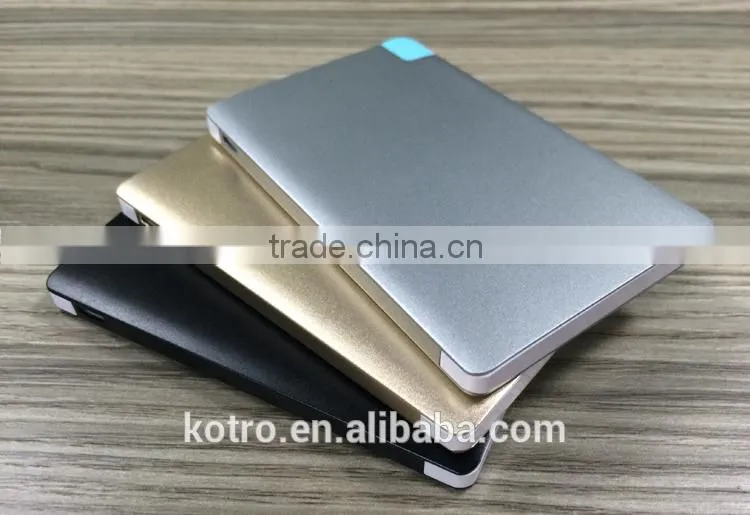 Promotional Gift Metal aluminum credit card power bank 2500mAh