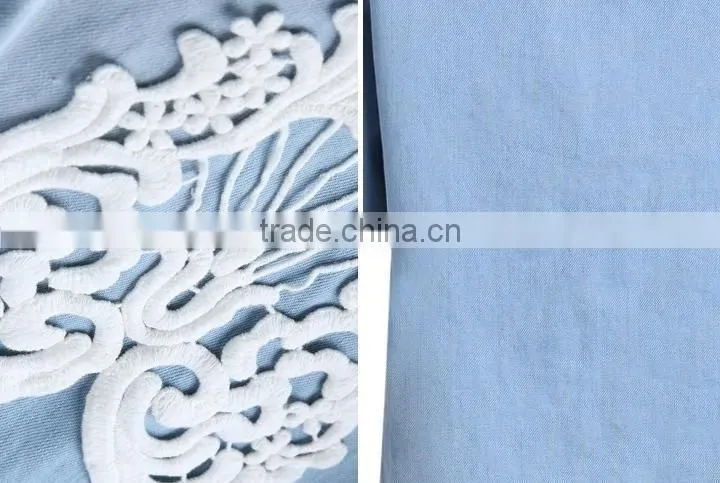 2014 new design Women Denim Dress Pattern Fashion Design Off Shoulder printing bule Denim Sexy Dress