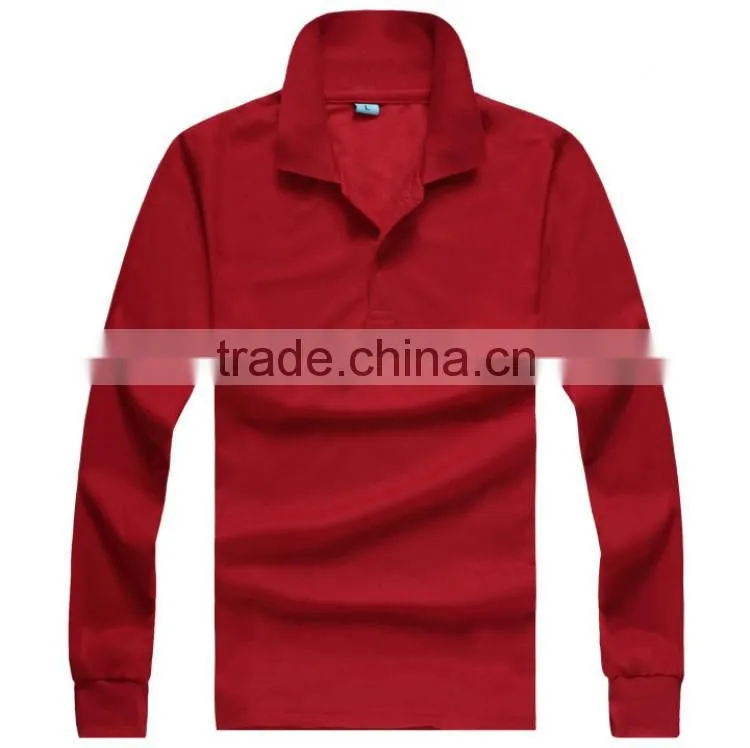 Cheap Price 100% Polyester Long Sleeve Polo Shirt With Pockets