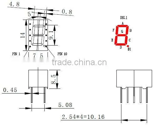 green led display,4-digits 7- segment