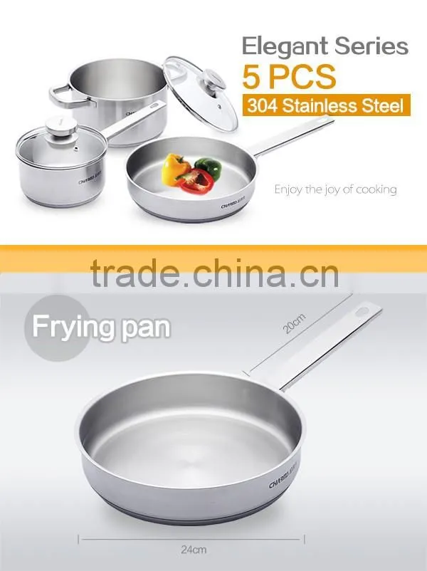 Professional Kitchen Stainless Steel Set Pan Pot Cookware Cooking 5 pieces