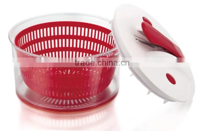 2016 Hot Selling in USA Magic Large Salad Spinner with Push Button 2 in 1 Plastic Salad Spinner with mandoline slicer