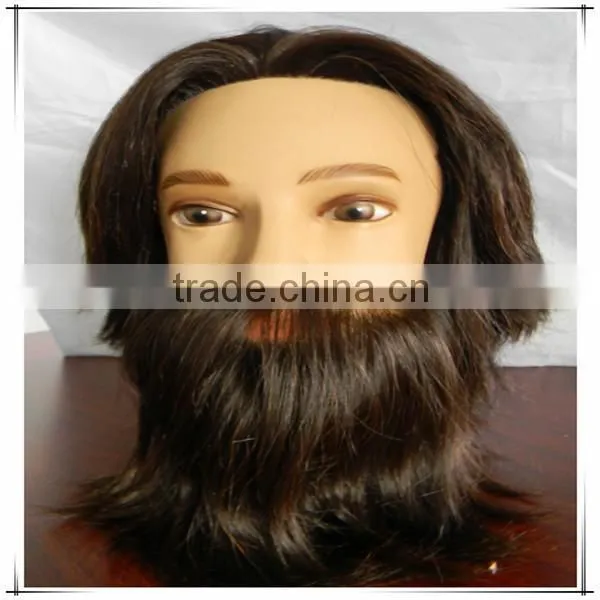 Cheap 100% natural human hair male mannequin head with hair, whole mannequin head with beard