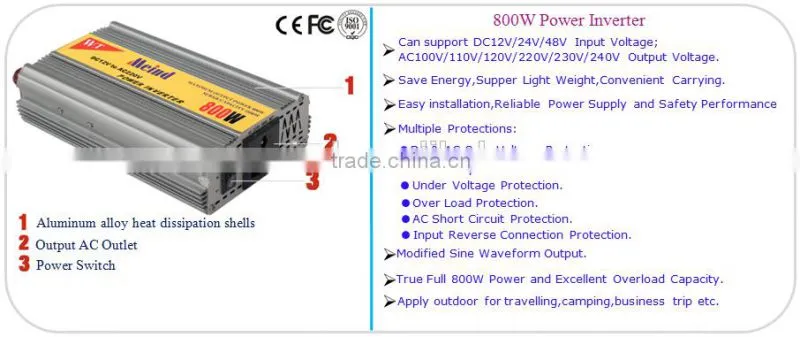 Hot sell Meind 800W car power inverter