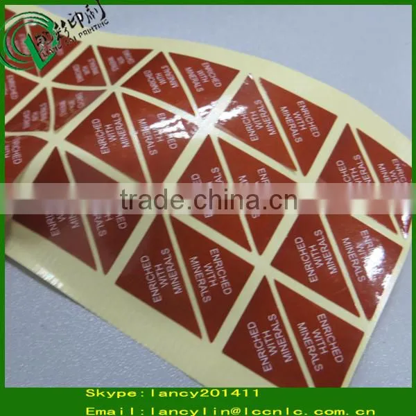 Free design die cut custom shape labels stickers printing triangle shape label stickers