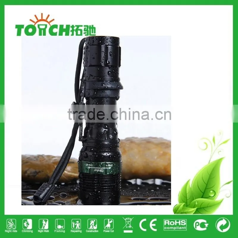 self defense strong light flashlight for outdoor emergency flashlight use 1*18650 battery zoomable flash light for camping