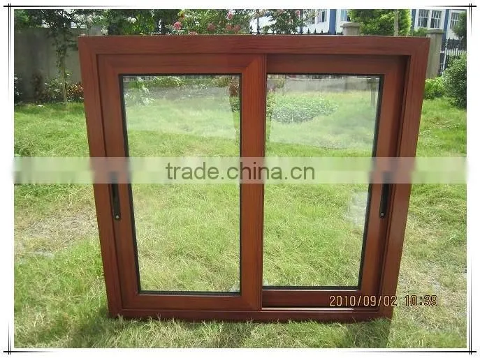 Wood color frame cheap house sliding windows for sale