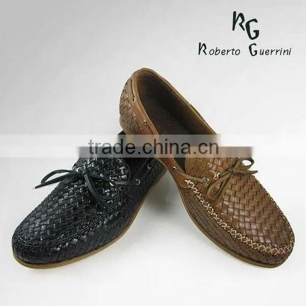 Men leather woven shoe