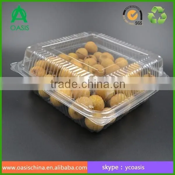Clear pet hinged lid plastic clamshell container/punnet