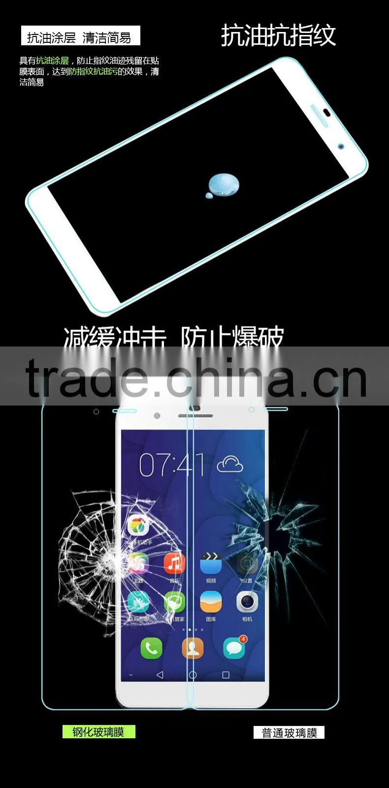 China Anti-fingerprint Tempered Glass Screen Protector For Huawei Honor 6