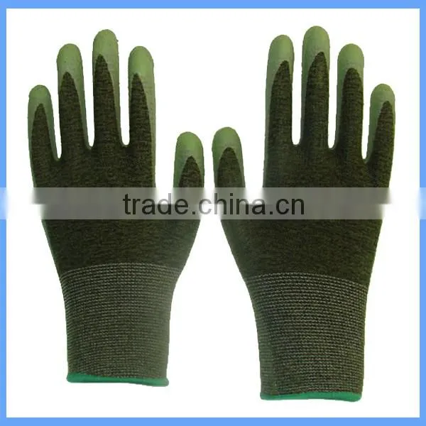 13 Gauge Bamboo Fiber Woven Crinkle Latex Rubber Work Gloves For Self Defense Safety