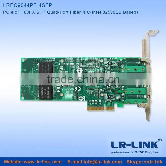 LREC9044PF-4SFP PCIe x1 100FX 4 SFP Port Fiber network card (Intel 82580 Based) Unique