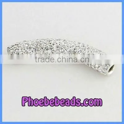 Micro Pave Clear Crystal Tube For Bracelets & Necklaces CTB-005
