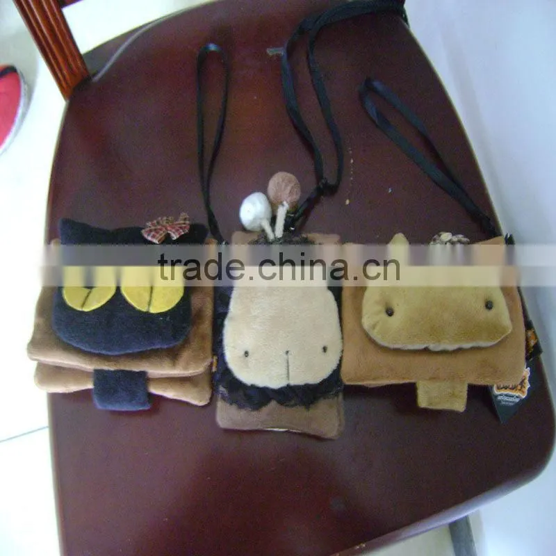 Two Sided Printing Logo Plush Velvet White Drawstring Pouch Bag for Mobile Phone