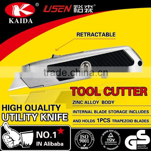 tool cutter Auto Retractable Safety Hook Blade Zinc Alloy Utility Cutter Knife