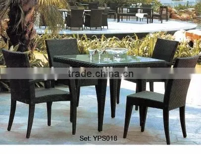 restaurant furniture elegant rattan wicker high long table chairs dining set YPS032