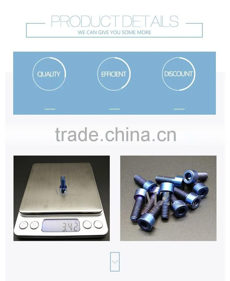 high strength gr5 DIN912 M6X12mm titanium fastener titanium screw titanium bolt