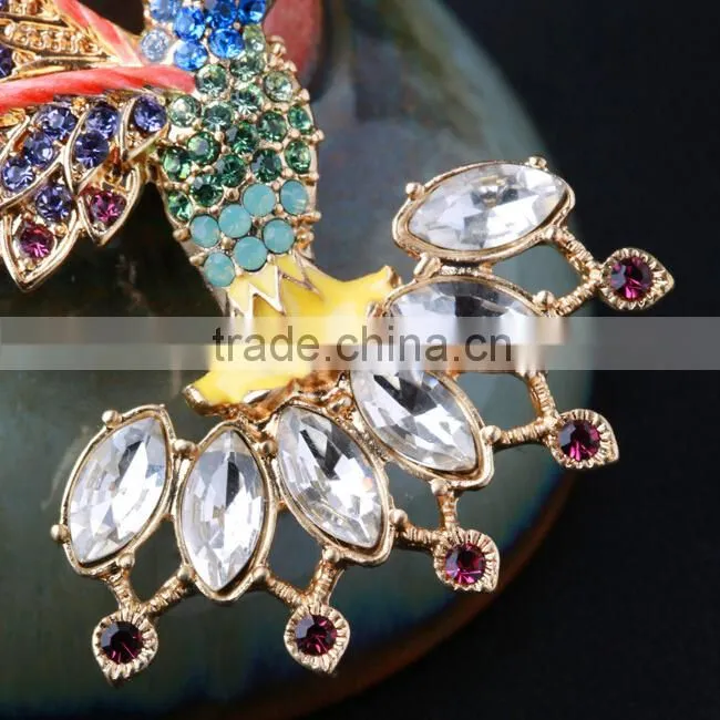Vintage crystal bird custom brooch