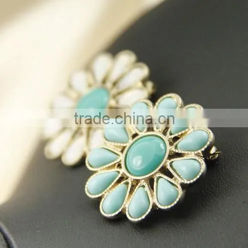 Alloy crystal handmade fabric flowers brooch