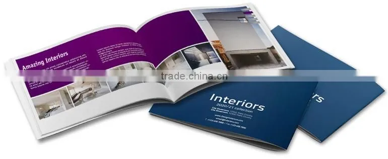 Glossy coated paper flyer printing art paper folded brochure printing
