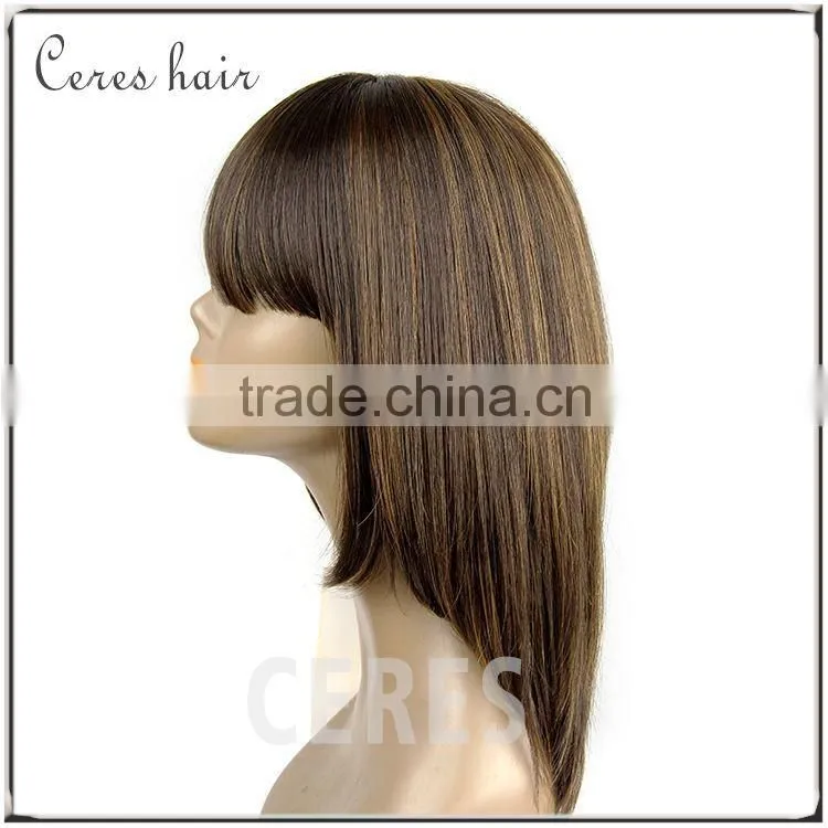 100% remy hair glueless silk top full lace wig F4/30 mixed color silk top full lace wig silky straight realistic full lace wig