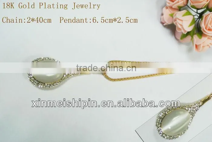 18K Gold plating pendant Chain Necklace& Czech Crystal necklace LN050-3