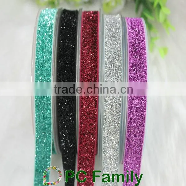 High quality wholesale eco-friendly glitter metallic elastic ribbon