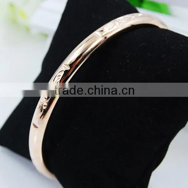 Stainless Steel Round Flat Engraved Bangle
