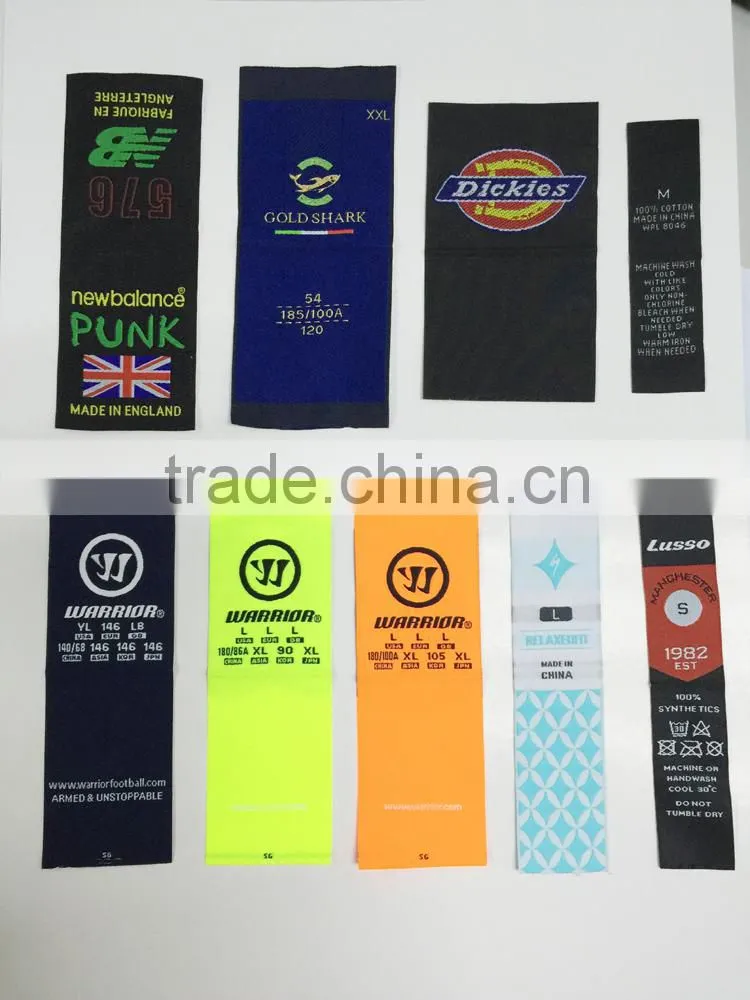 Customized Woven Clothing Labels Size Labels Iron On Backing For Garment Labels