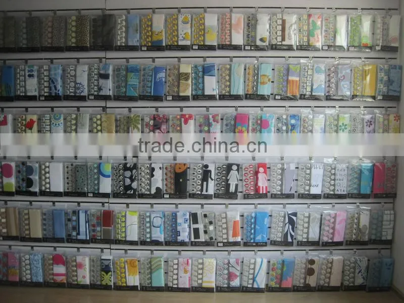 cute style polyester shower curtain/bathroom curtain matching with 12pcs poly resin hooks