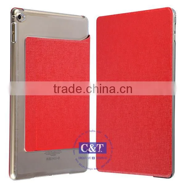 C&T Transparent Frosted Back Cover PU Leather Smart Case Cover for Apple iPad Pro 9.7 Inch