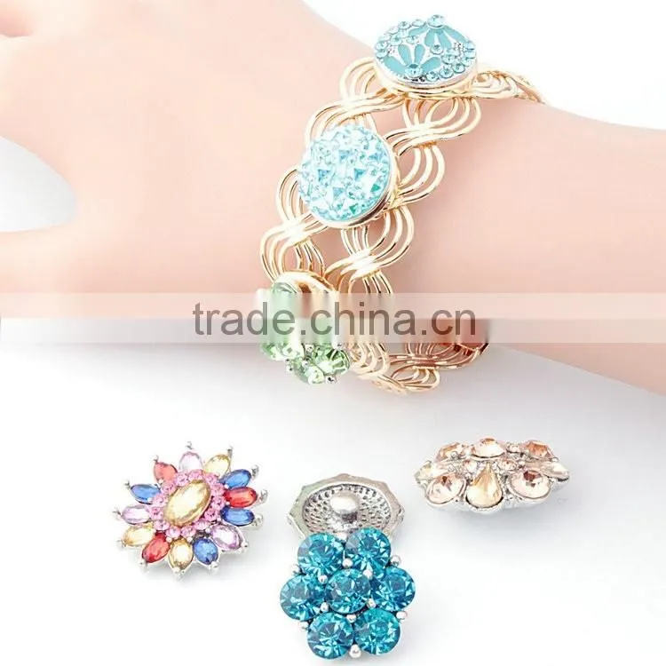 2016 new 18mm multicolor Round Press Metal tree pattern DIY Snap Button for bangles