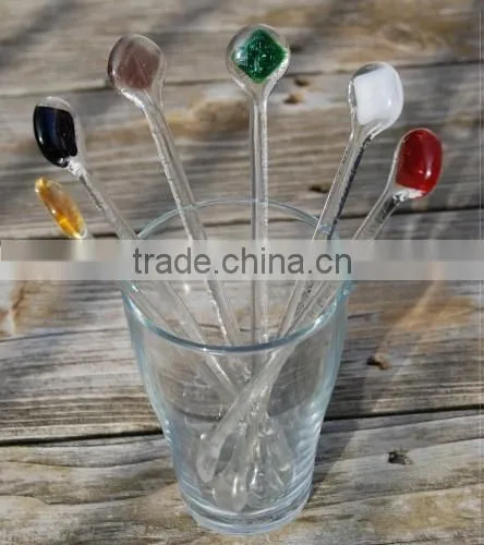 Glass Swizzle Sticks Cocktail Stirrers Mixed Drink Stir Sticks Handmade Fused Glass