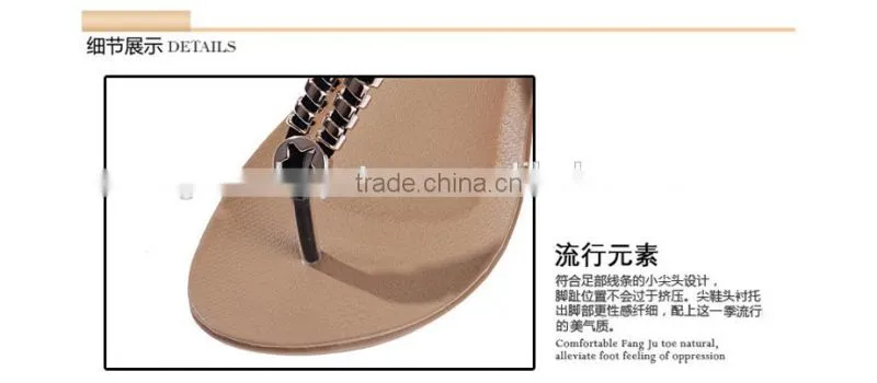 2015 Women Flat Sandals Women's Thong Sandals New Personality Rhinestone Pinch Flat Beading Sandals Bohemia Beach Sandals